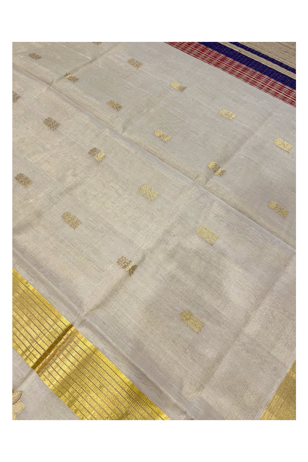 Southloom Premium Handloom Tissue Heavy Work Saree with Woven Floral Motifs Design