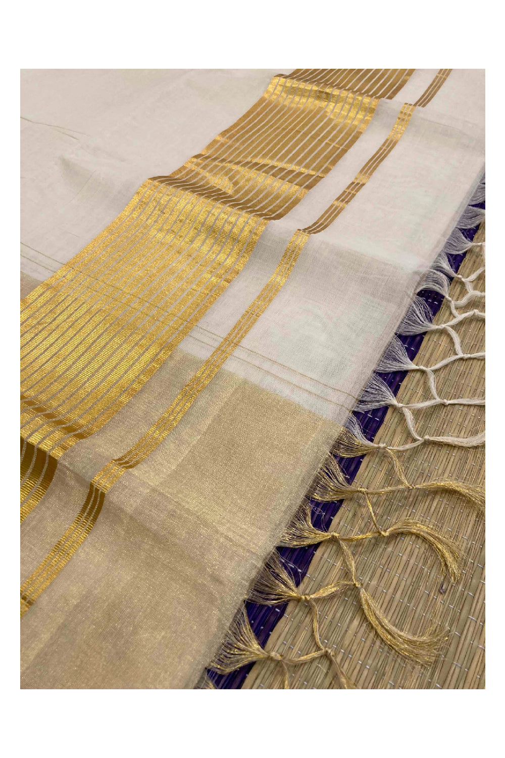 Southloom Kuthampully Handloom Half and Half (Tissue / Cotton) Saree