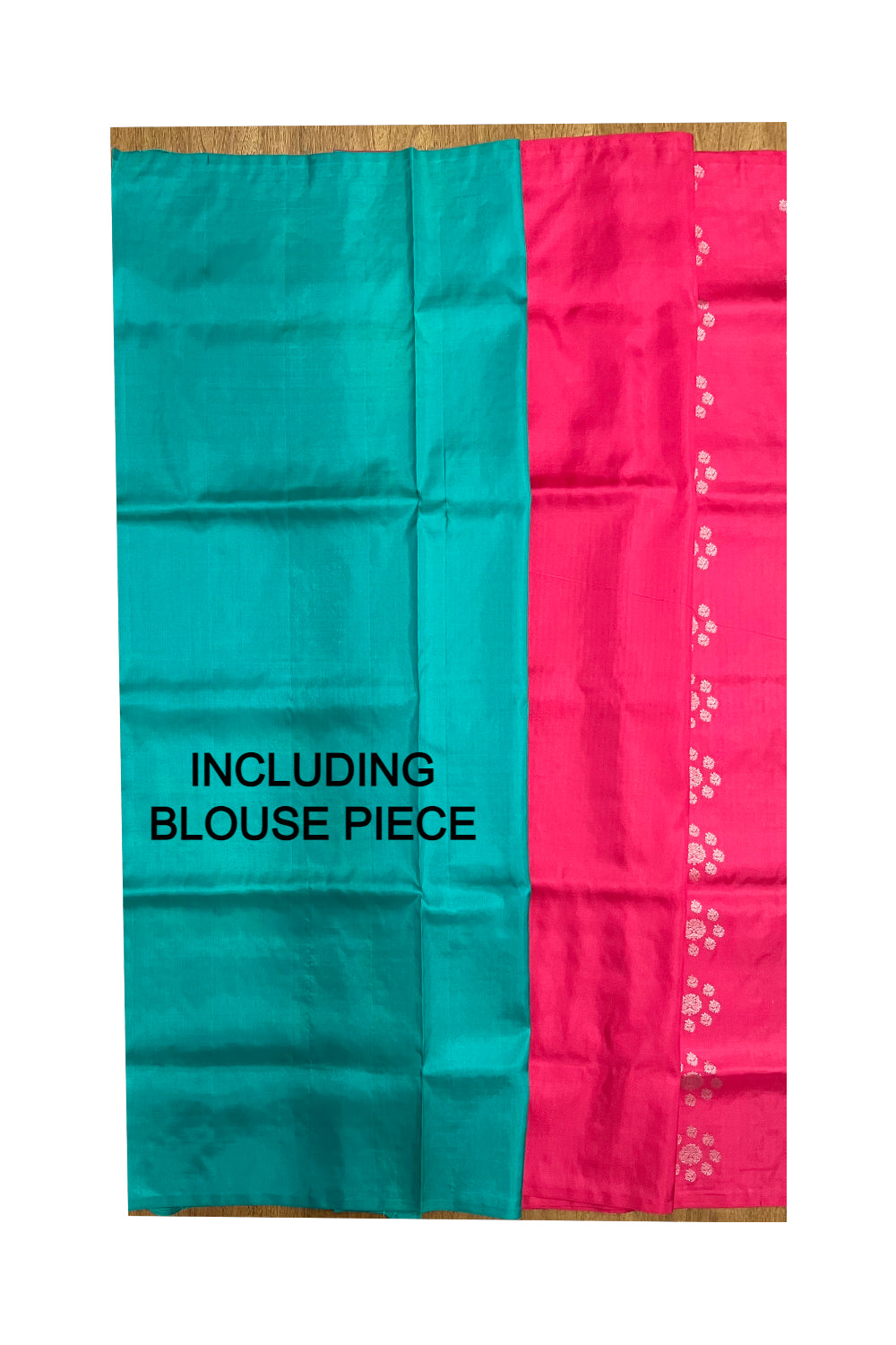 Southloom Handloom Pure Silk Kanchipuram Saree with Floral Patterns on Rose Body and Green Blouse Piece