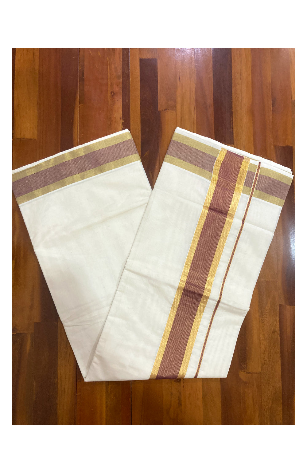 Kerala Pure Cotton Plain Saree with Kasavu and Purple Border