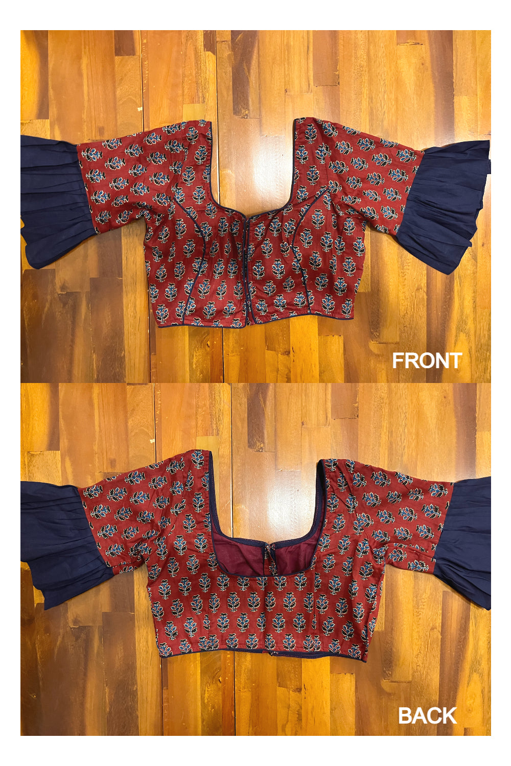 Southloom Maroon Floral Printed Ready Made Blouse