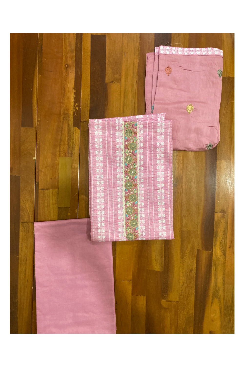 Southloom™ Cotton Churidar Salwar Suit Material in Onion Pink Printed Design