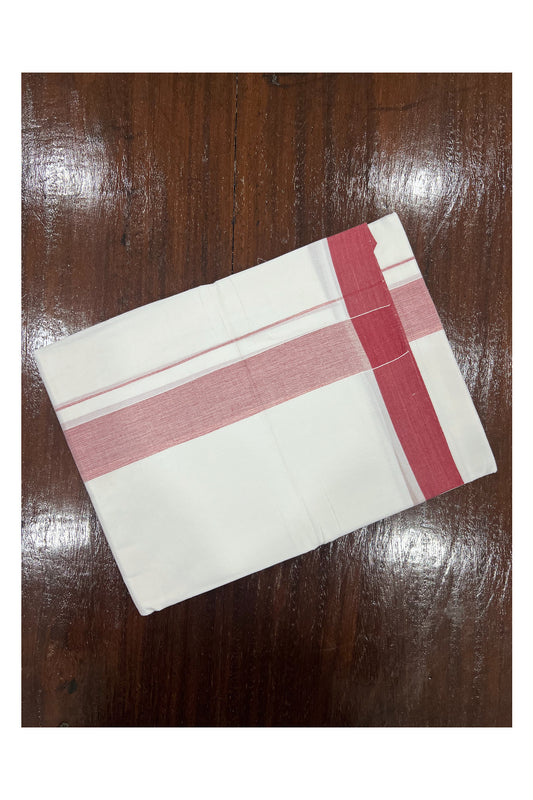 Pure White Cotton Double Mundu with Red Border (South Indian Dhoti)