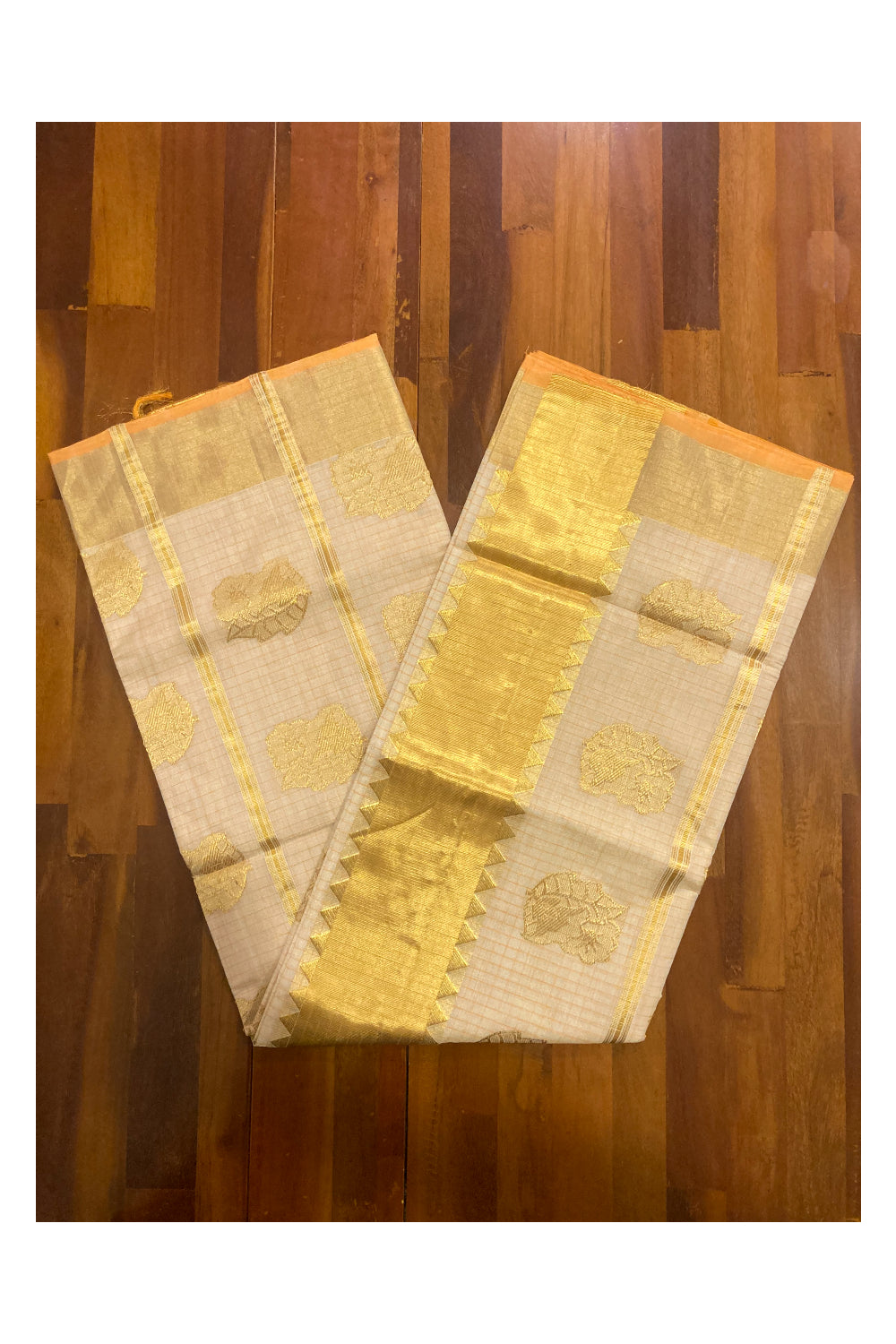 Southloom Premium Tissue Handloom Saree with Floral Heavy Woven Works