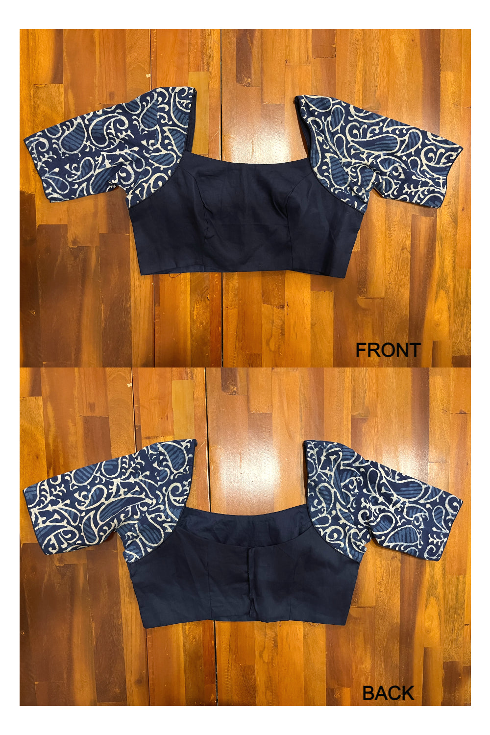 Southloom Navy Blue With Ajrakh Printed Ready Made Blouse