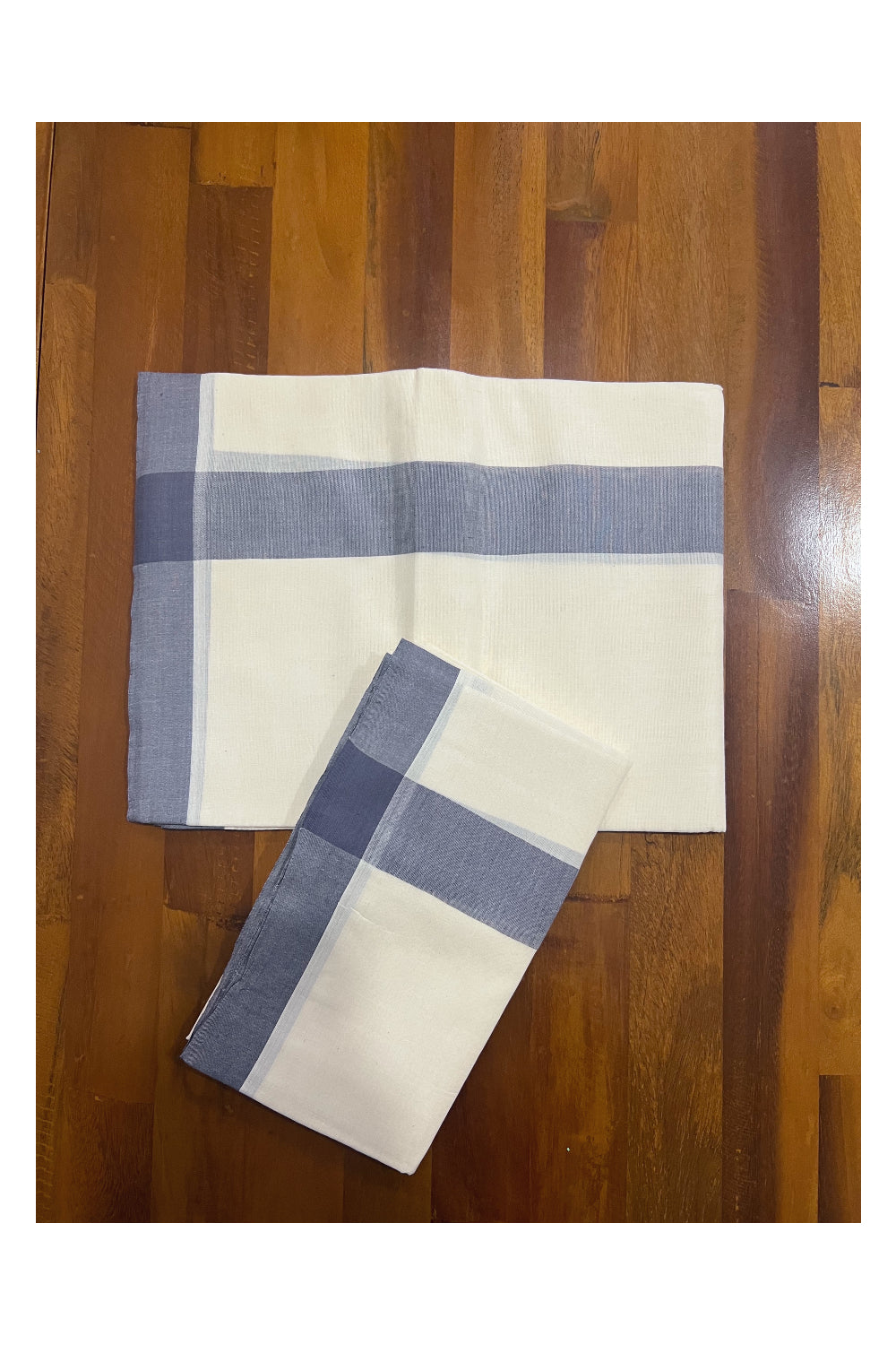 Kerala Cotton Mundum Neriyathum Single (Set Mundu) with Grey Mulloth Border 2.80 Mtrs (Extra Soft Cotton)