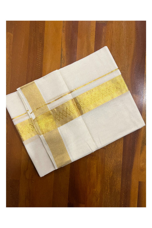 Southloom Premium Handloom Pure Cotton Wedding Mundu with Kasavu Woven Kara (South Indian Dhoti)