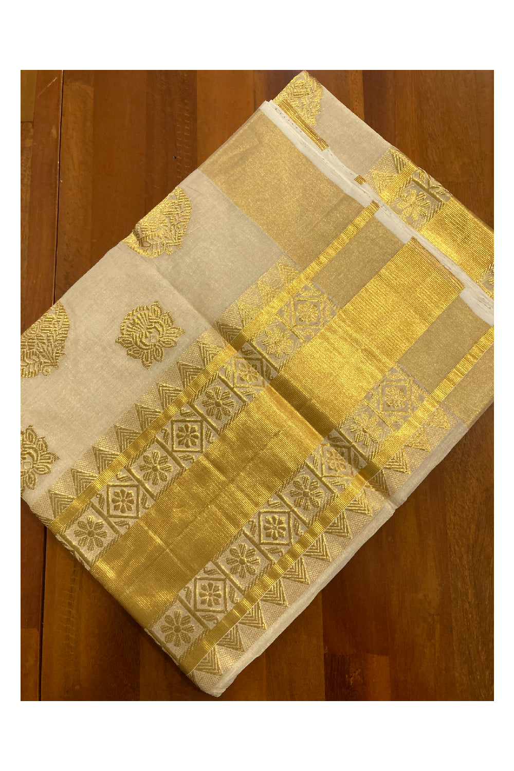 Southloom Balaramapuram Handloom Tissue Heavy Work Saree with 8 inch Woven Pallu