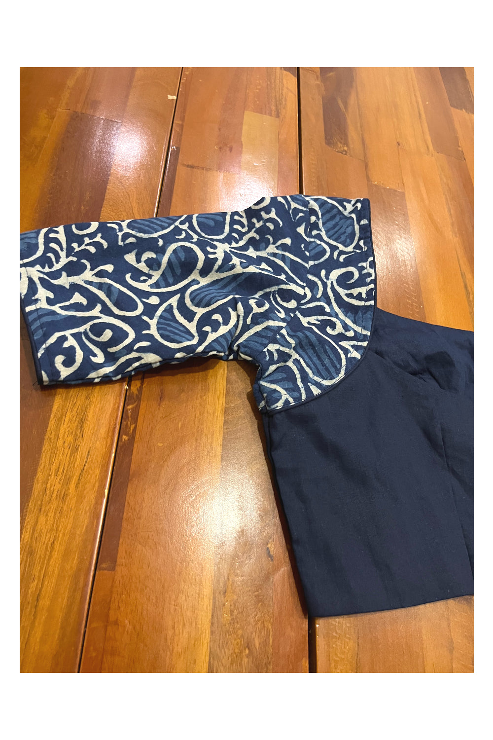 Southloom Navy Blue With Ajrakh Printed Ready Made Blouse