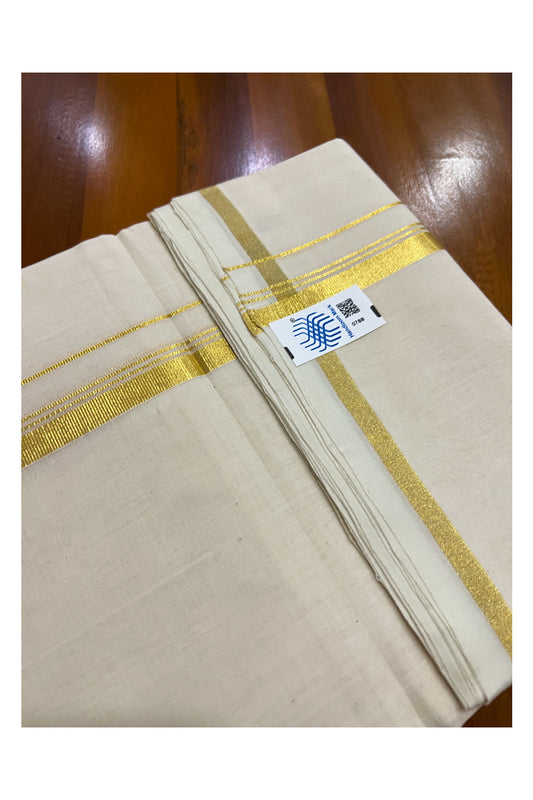 Southloom Super Premium Unakkupaavu Handloom Double Mundu with Kasavu Lines Border