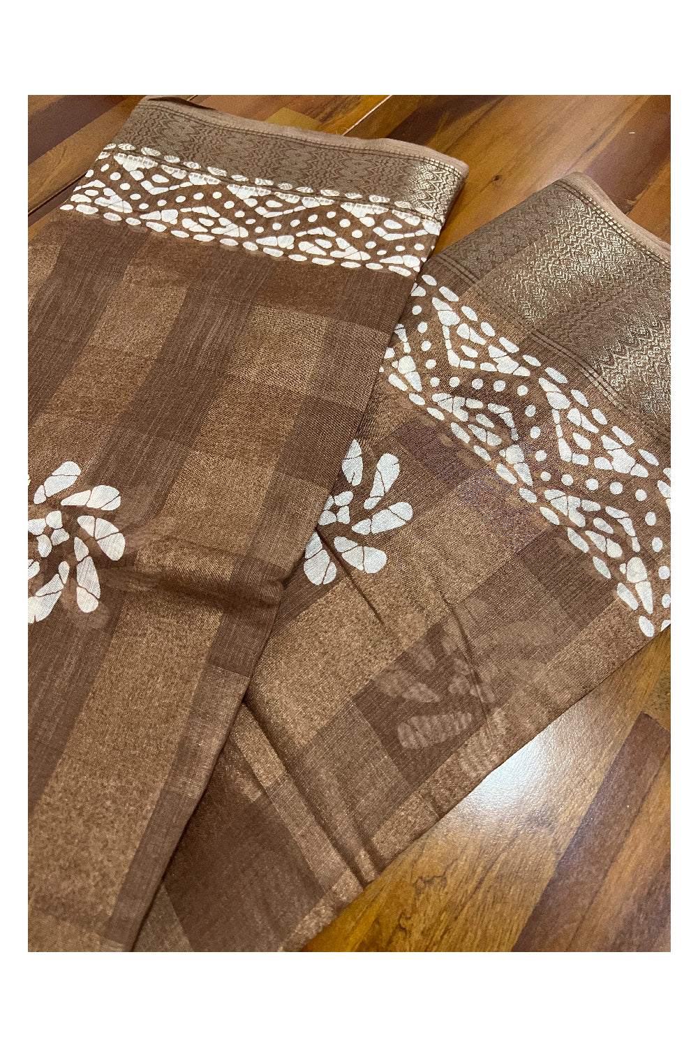 Southloom Brown Cotton Printed Designer Saree