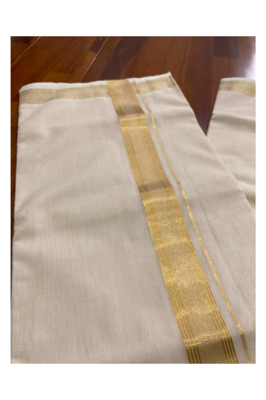 Southloom Balaramapuram Unakkupaavu Premium Wedding Handloom Mundu with Kasavu Woven Lines Border