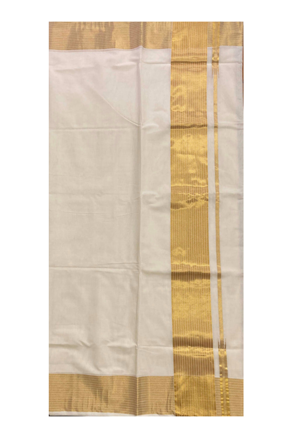 Southloom Handloom Kasavu Saree with Lines Design on Border and Pallu