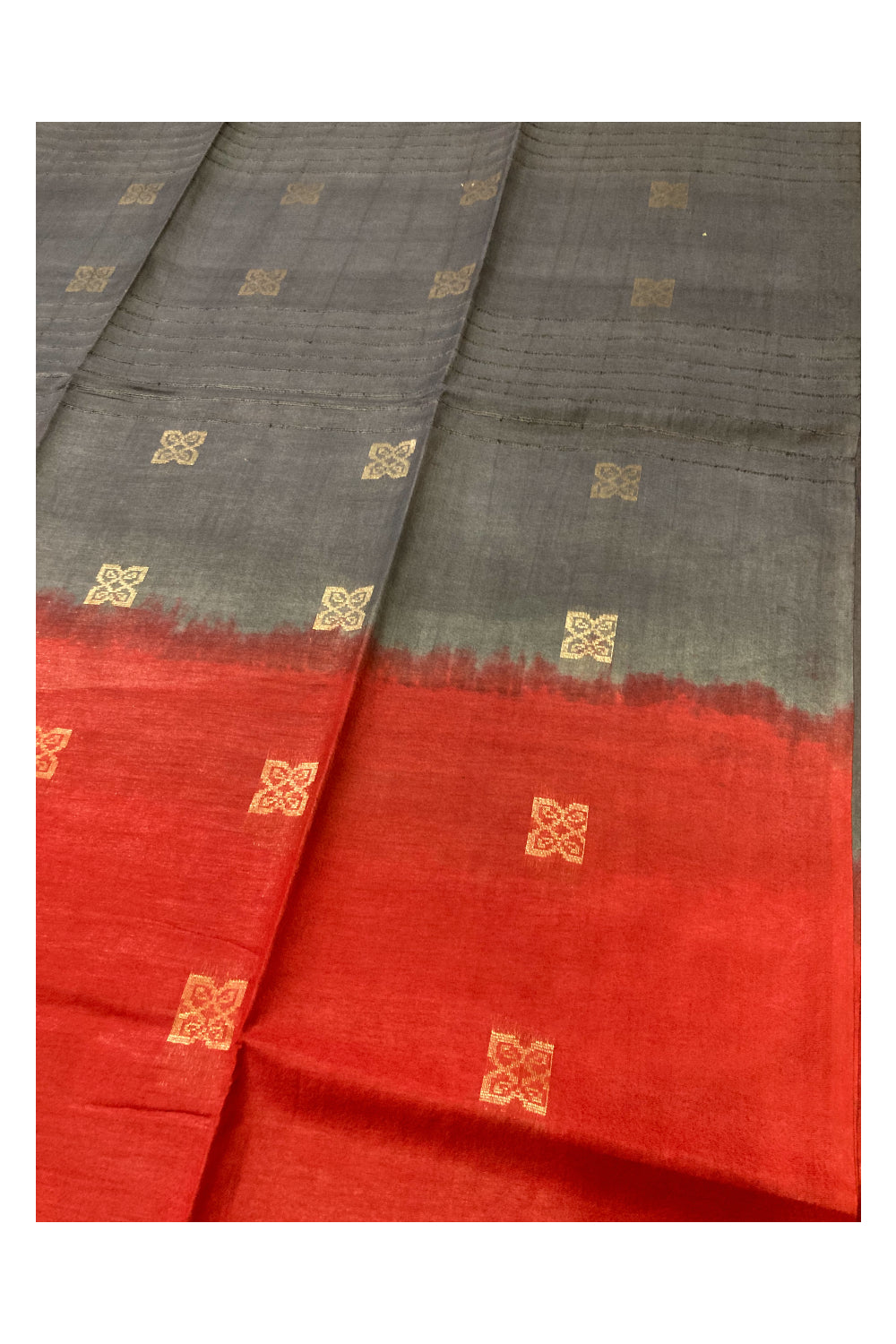 Southloom Art Silk Red Designer Saree with Grey Pallu