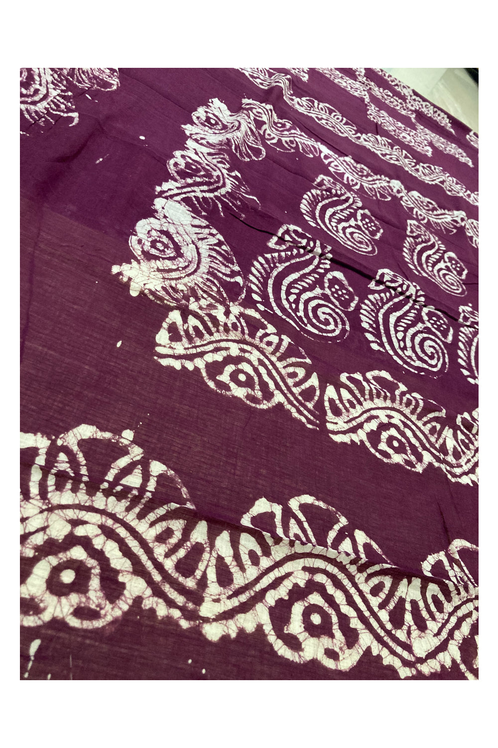 Southloom Purple Chungidi Cotton Saree with White Designer Prints