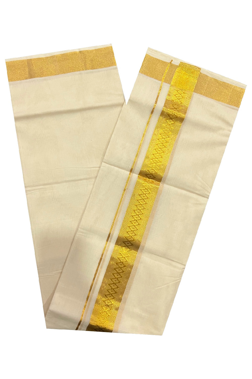 Southloom Premium Handloom Pure Cotton Wedding Mundu with Kasavu Woven Kara (South Indian Dhoti)