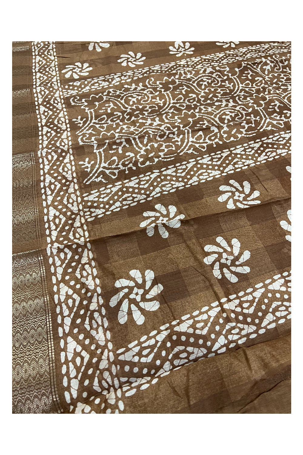 Southloom Brown Cotton Printed Designer Saree