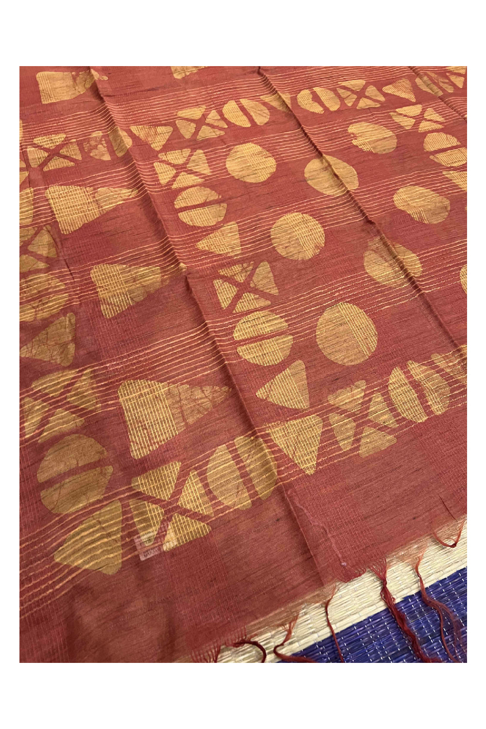 Southloom Cotton Orange and Yellow Designer Saree with Baswara Print