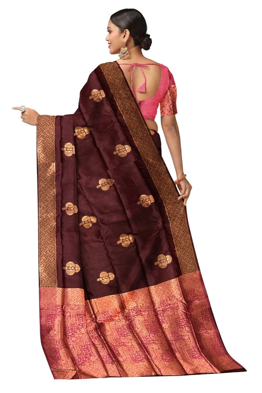 Southloom Cotton Silk Maroon Designer Saree with Kasavu Woven Works on Pallu