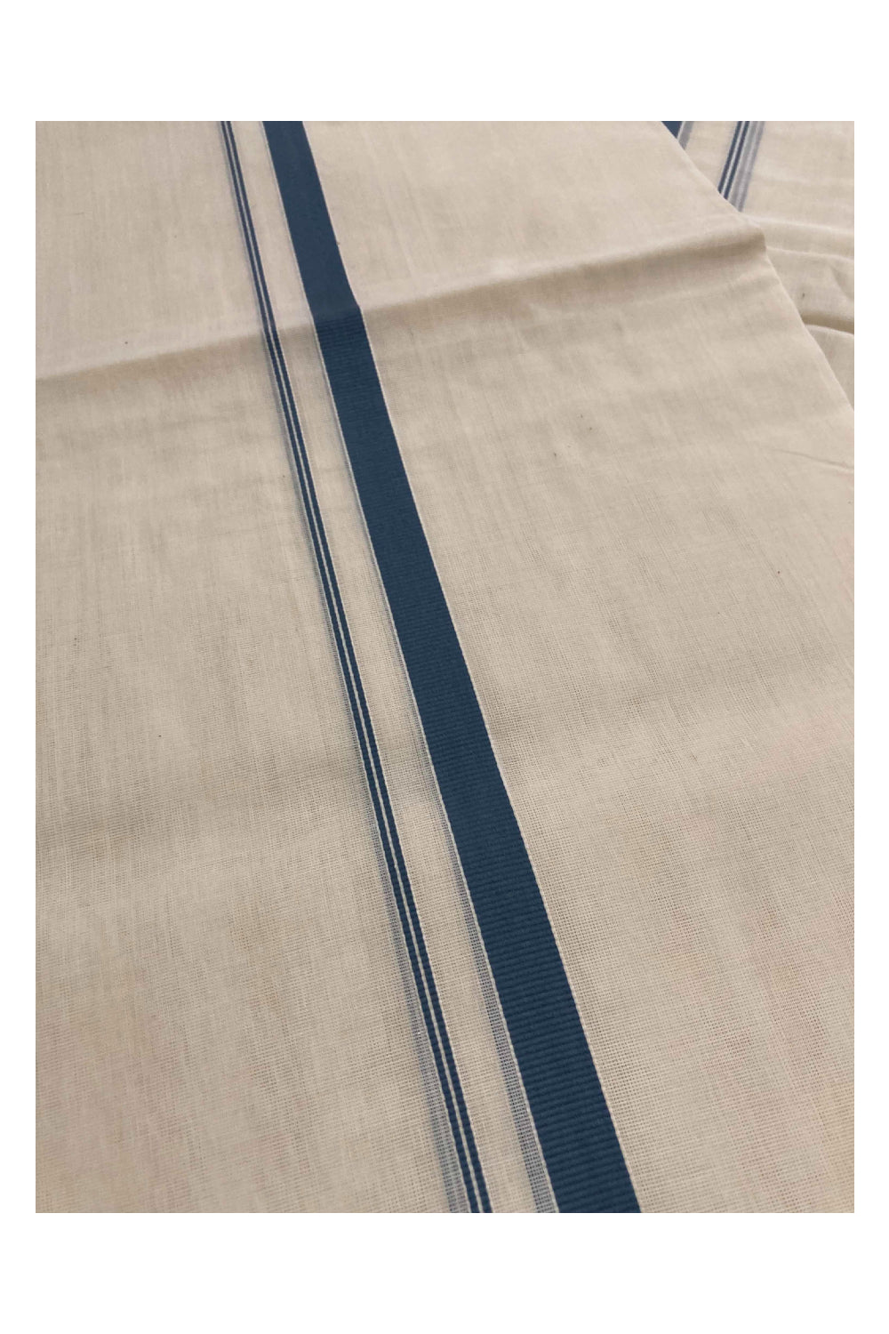 Southloom™ Premium Handloom Mundum Neriyathum (Set Mundu) with 0.5 inch Grey Border (Weaver: Jaya)