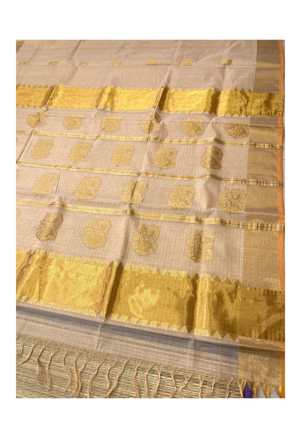 Southloom Premium Tissue Handloom Saree with Floral Heavy Woven Works