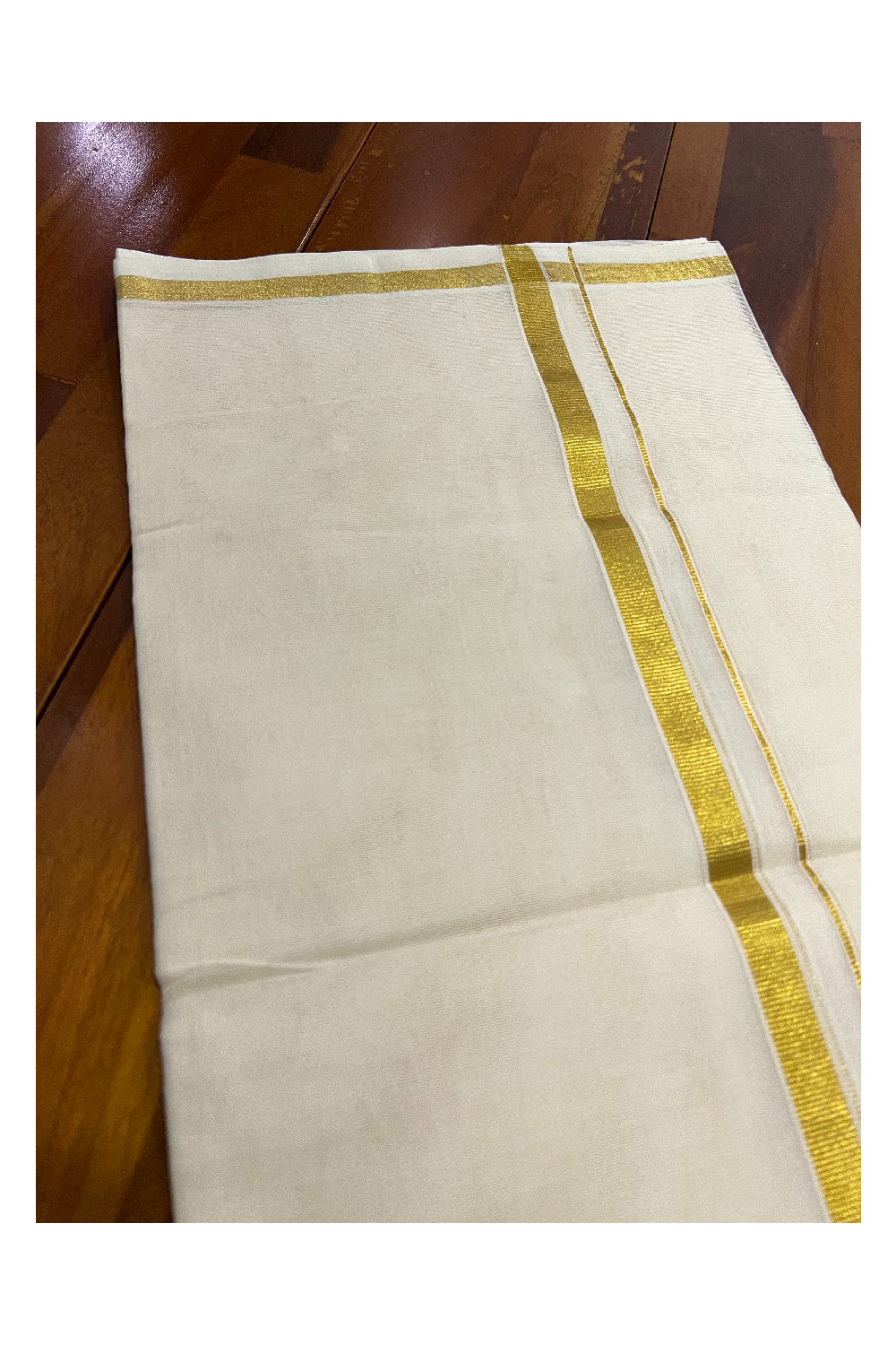 Southloom™ Premium Handloom Mundu with 0.5 inch Kasavu Kara (South Indian Kerala Dhoti)