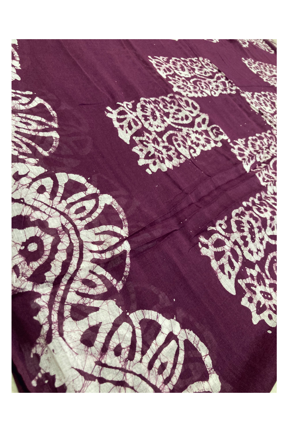 Southloom Purple Chungidi Cotton Saree with White Designer Prints