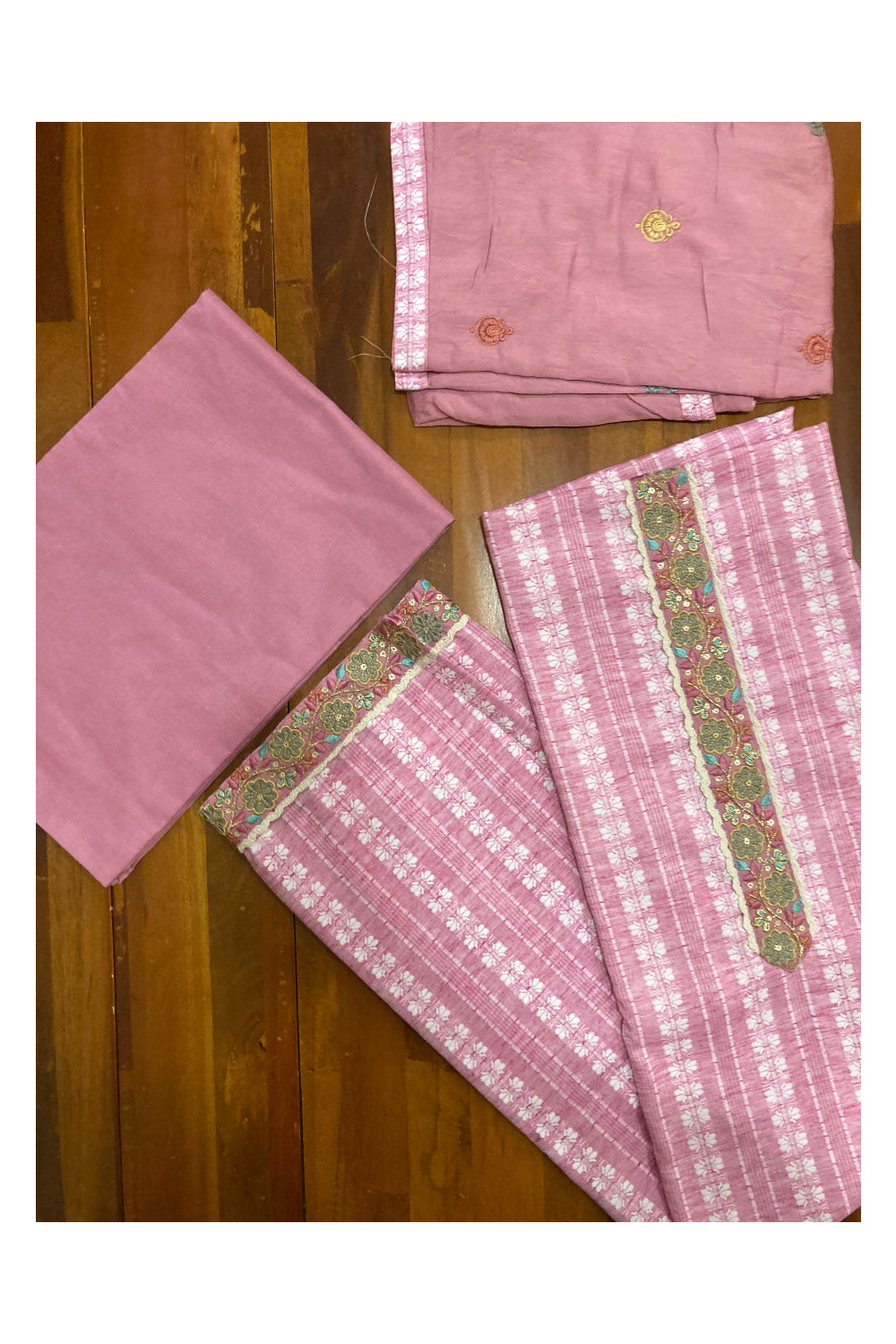 Southloom™ Cotton Churidar Salwar Suit Material in Onion Pink Printed Design