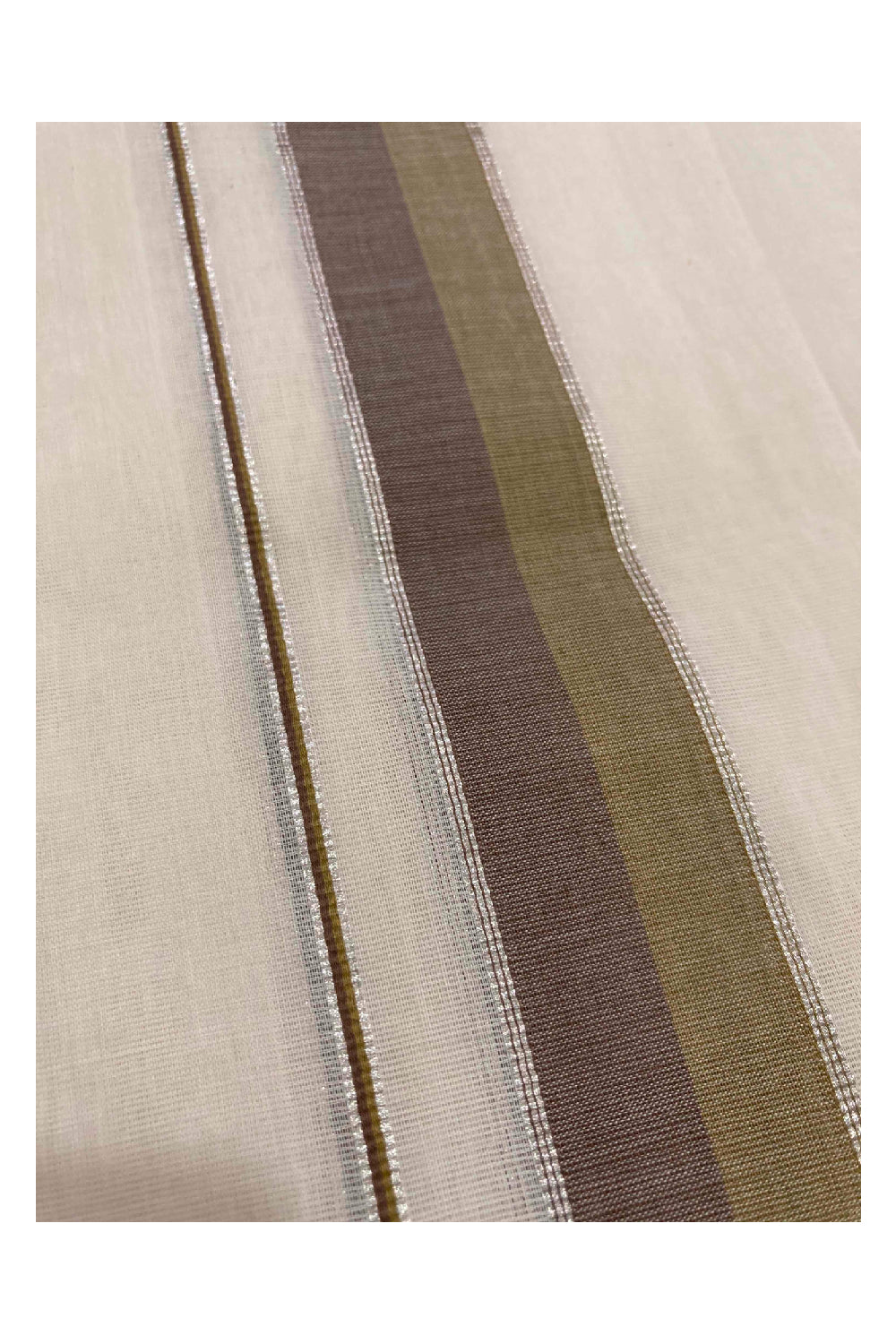 Southloom Balaramapuram Unakkupaavu Premium Handloom Mundu with Brown Purple and Silver Kasavu Border