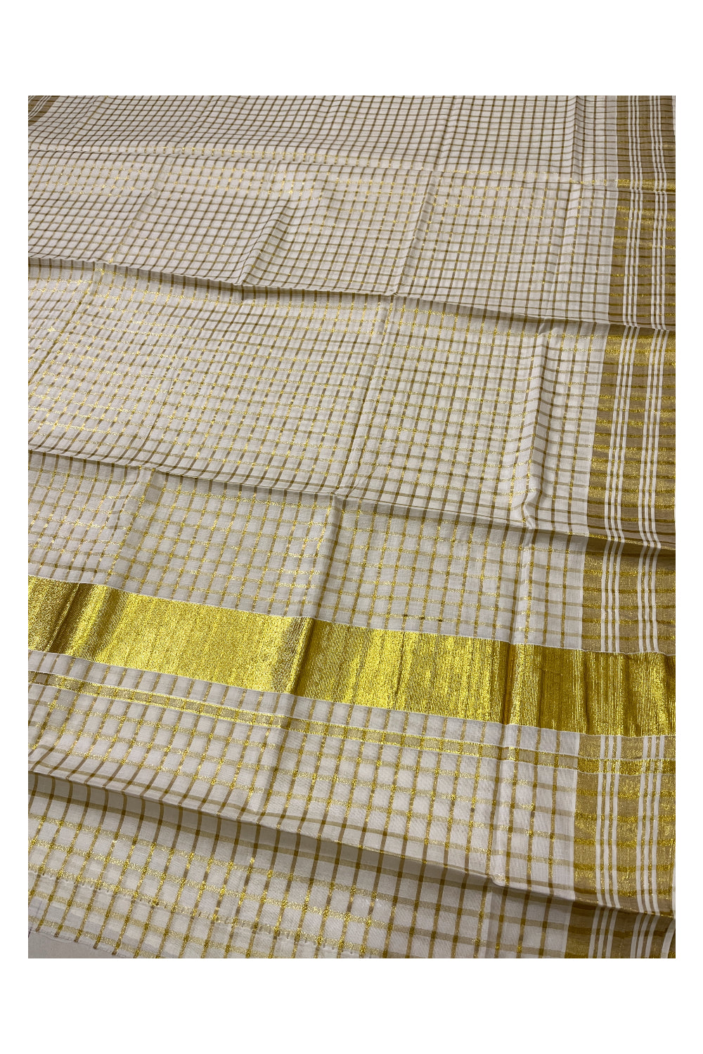 Kerala Cotton Kasavu Check Design Saree