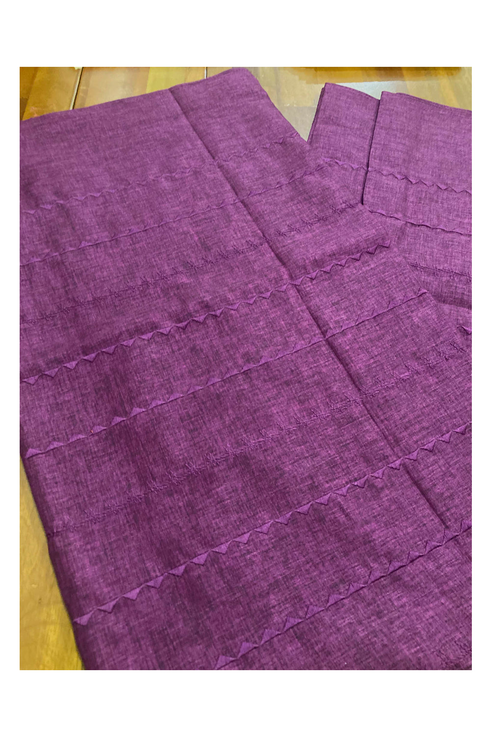 Southloom™ Semi Jute Churidar Salwar Suit Material in Dark Magenta with Thread Work