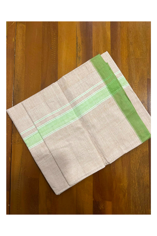 Southloom Premium Handloom Cream Single Mundu with Green Border (Lungi)