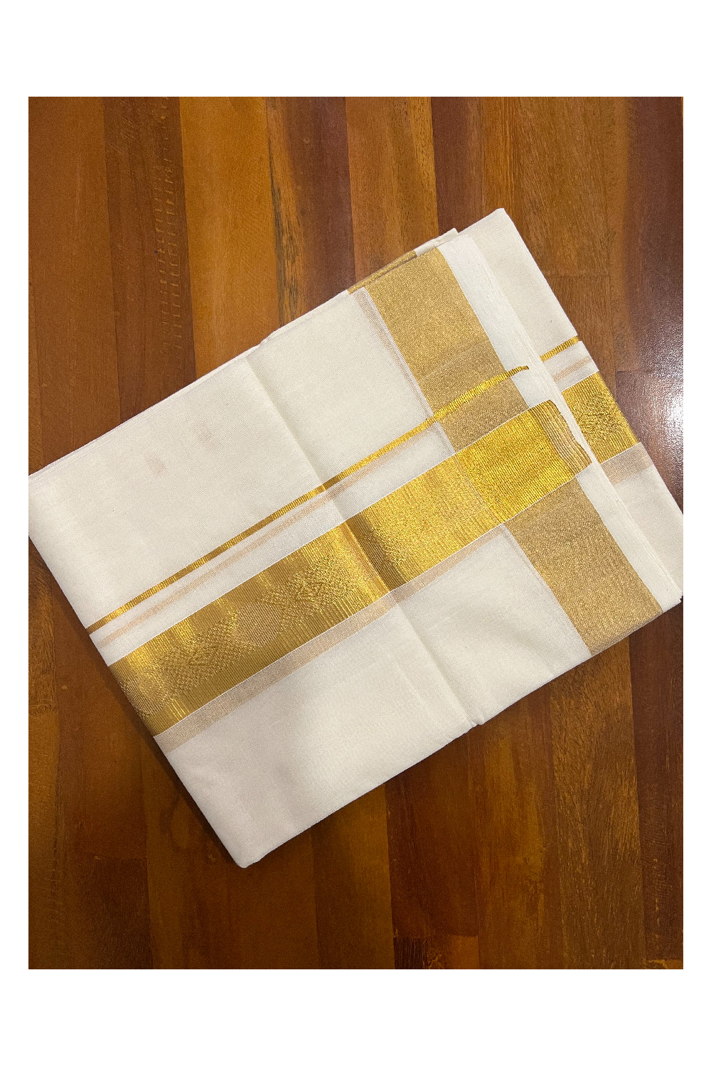 Southloom Premium Handloom Pure Cotton Wedding Mundu with Kasavu Woven Kara (South Indian Dhoti)