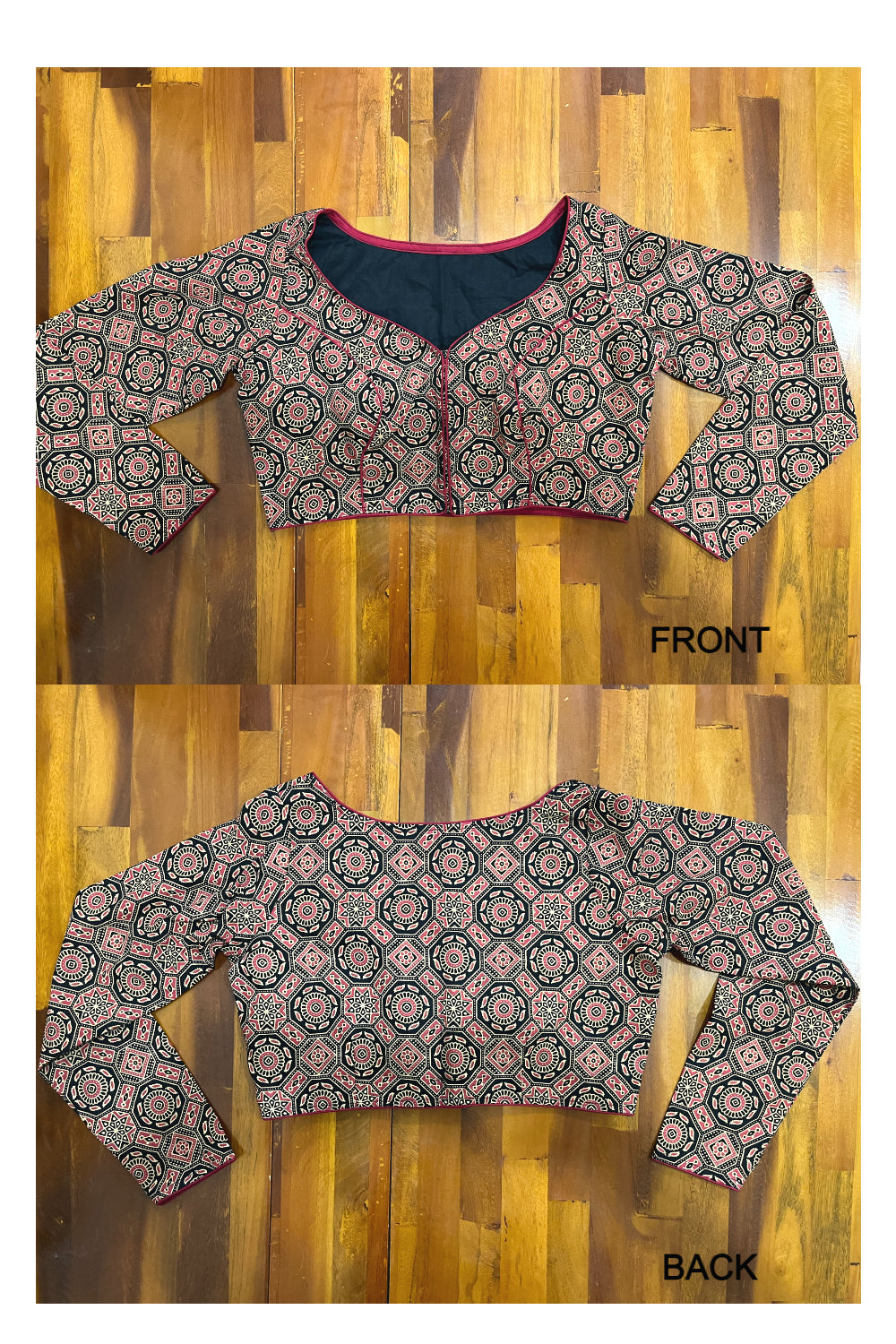 Southloom Red Ajrakh Designed Ready Made Blouse