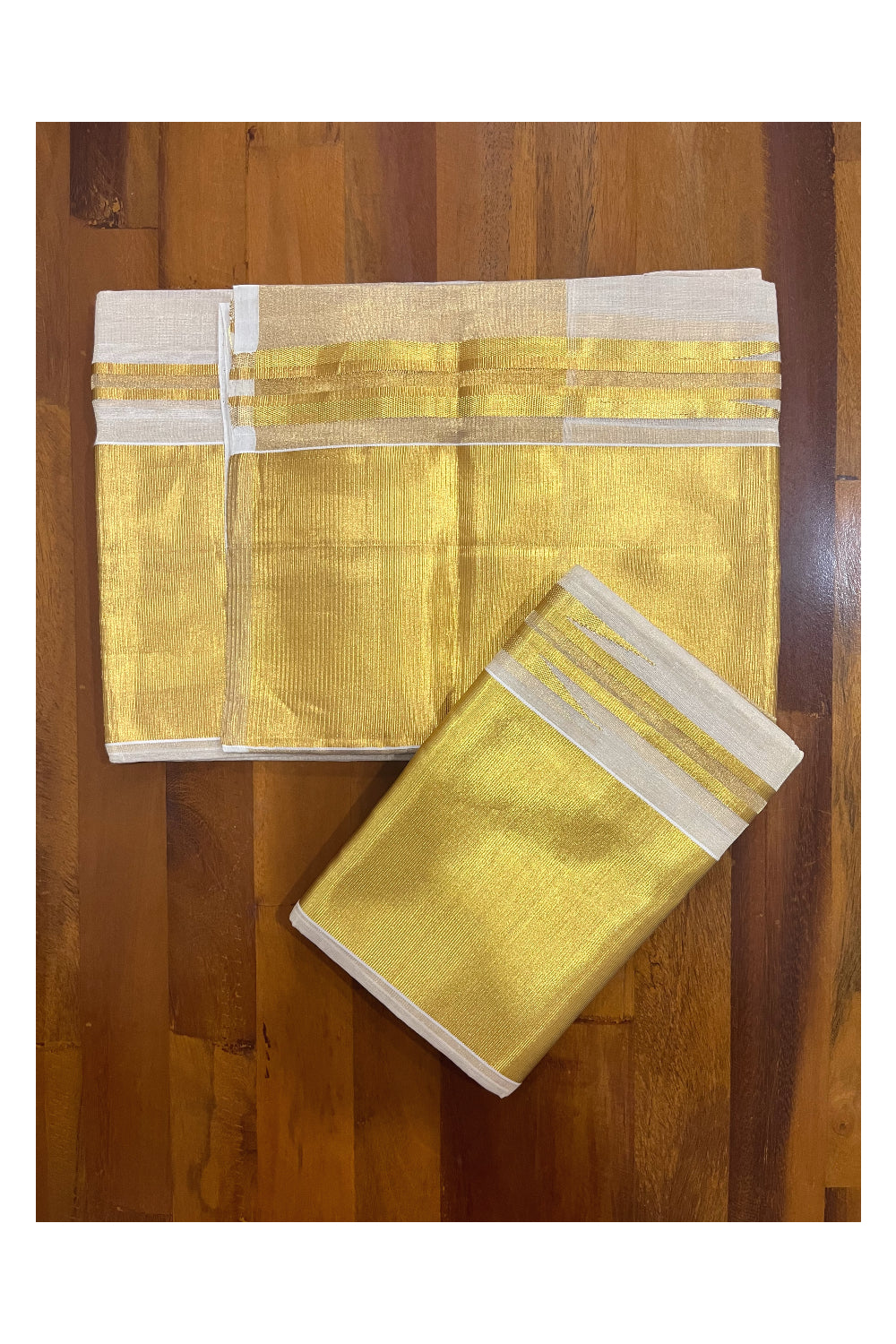 Southloom Handloom Premium Tissue Plain Set Mundu with 6 inch Kasavu Border