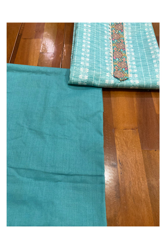 Southloom™ Cotton Churidar Salwar Suit Material in Light Blue Printed Design