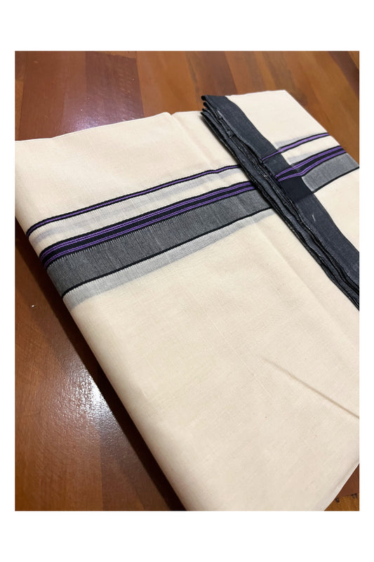 Southloom Premium Handloom Double Mundu with Black Border (South Indian Kerala Dhoti)