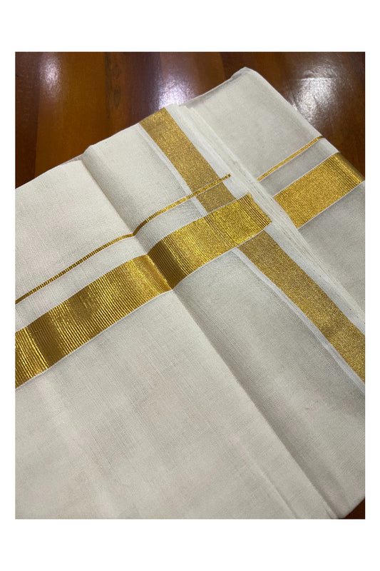 Southloom™ Premium Handloom Mundu with Kasavu Kara 1 inch (South Indian Kerala Dhoti)