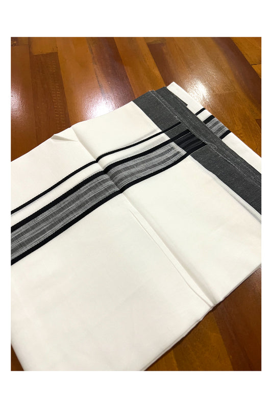 Pure White Cotton Double Mundu with Black Border (South Indian Dhoti)