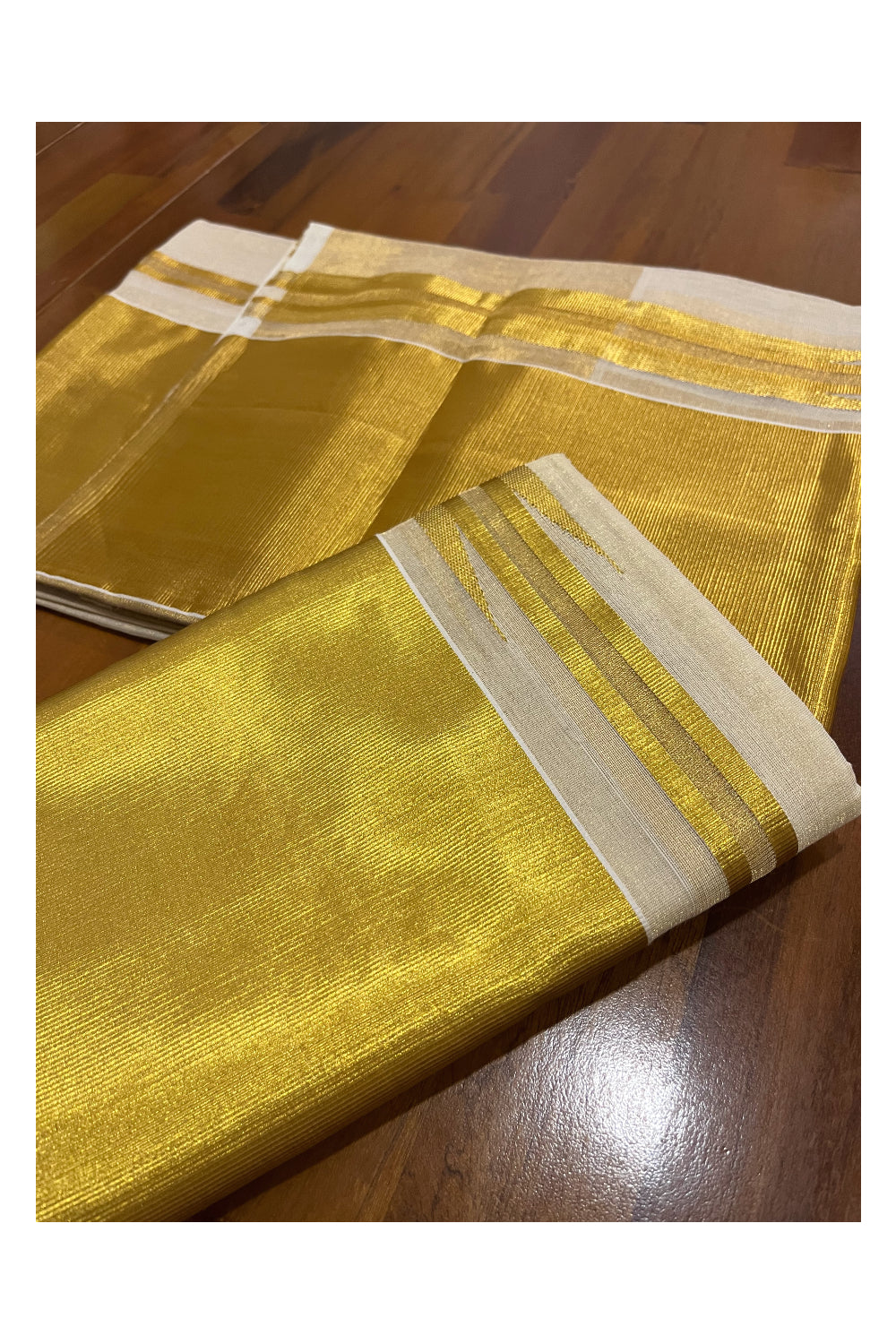 Southloom Handloom Premium Tissue Plain Set Mundu with 6 inch Kasavu Border