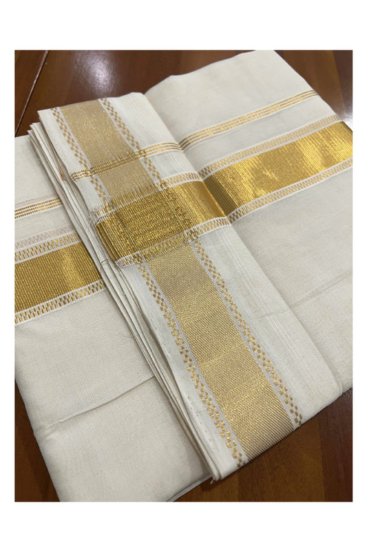 Southloom Kuthampully Handloom Pure Cotton Wedding Mundu with Kasavu Woven Kara (South Indian Dhoti)