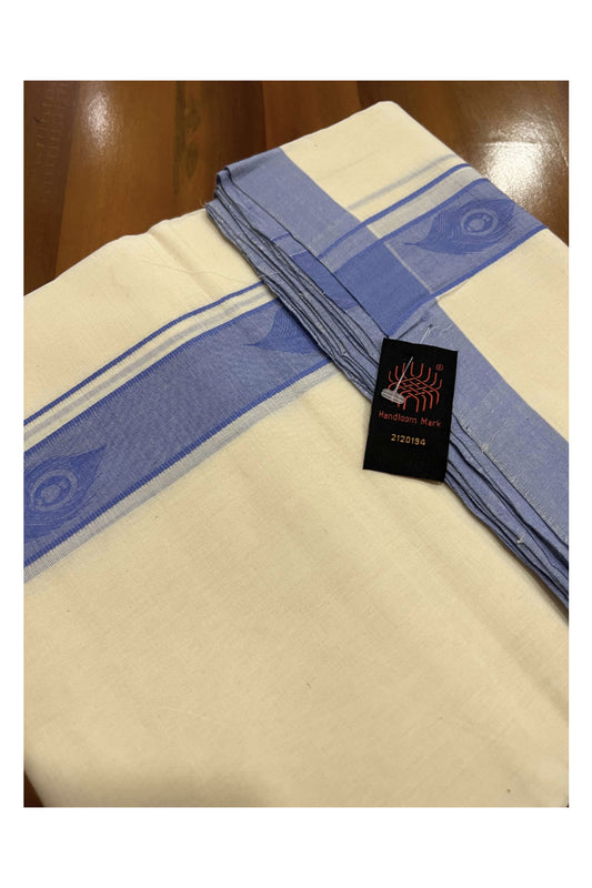 Southloom Balaramapuram Pure Cotton Handloom Mundu with Violet Printed Border