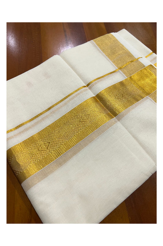 Southloom Premium Handloom Pure Cotton Wedding Mundu with Kasavu Woven Kara (South Indian Dhoti)