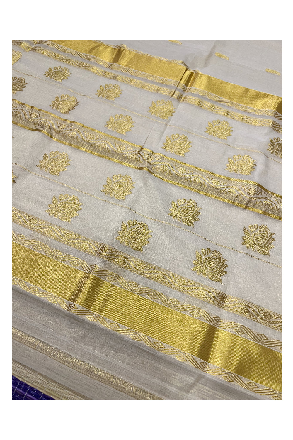 Southloom Premium Handloom Tissue Heavy Work Saree with Woven Paisley Motifs Design