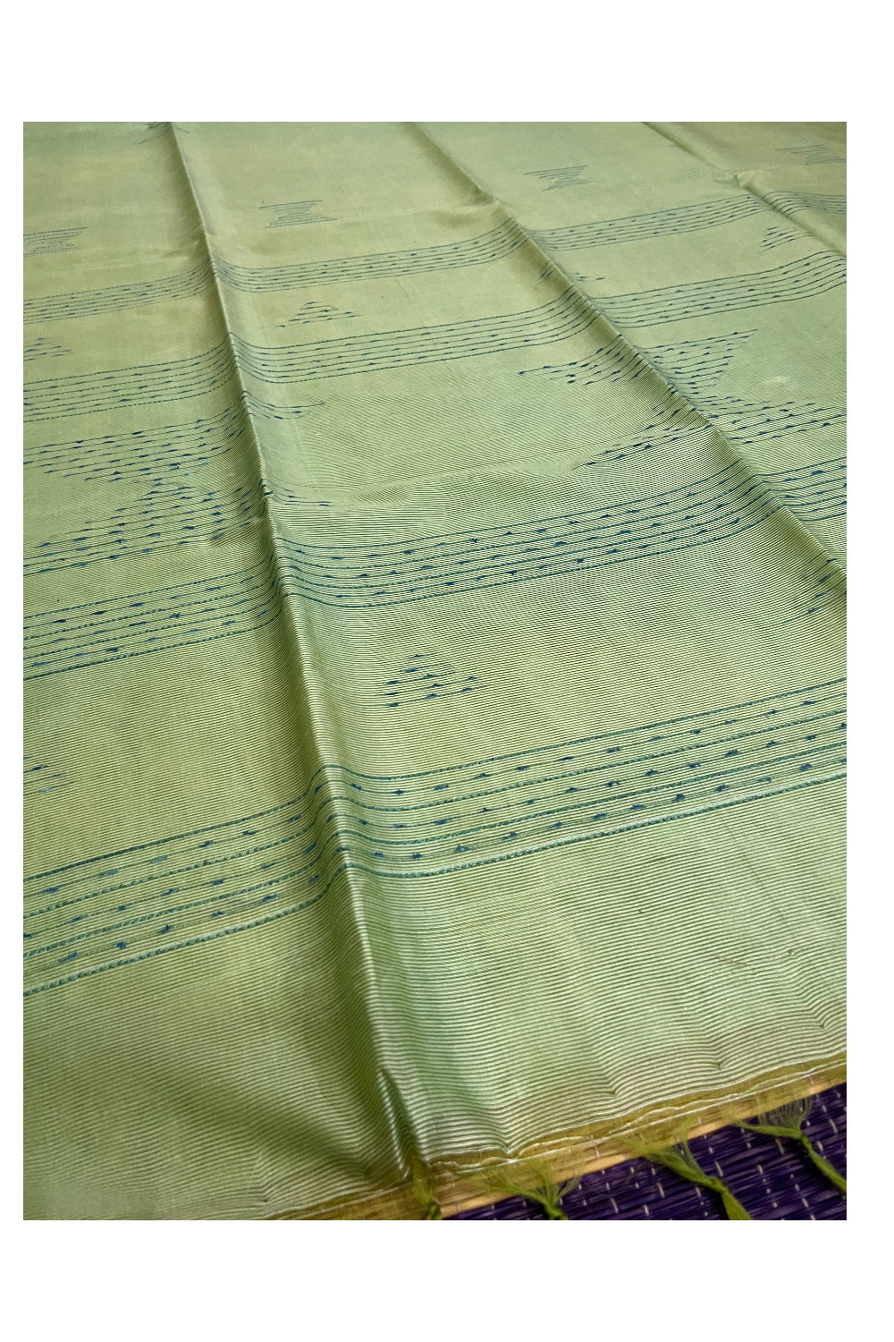 Southloom Cotton Green Saree with Designer Thread works on Body