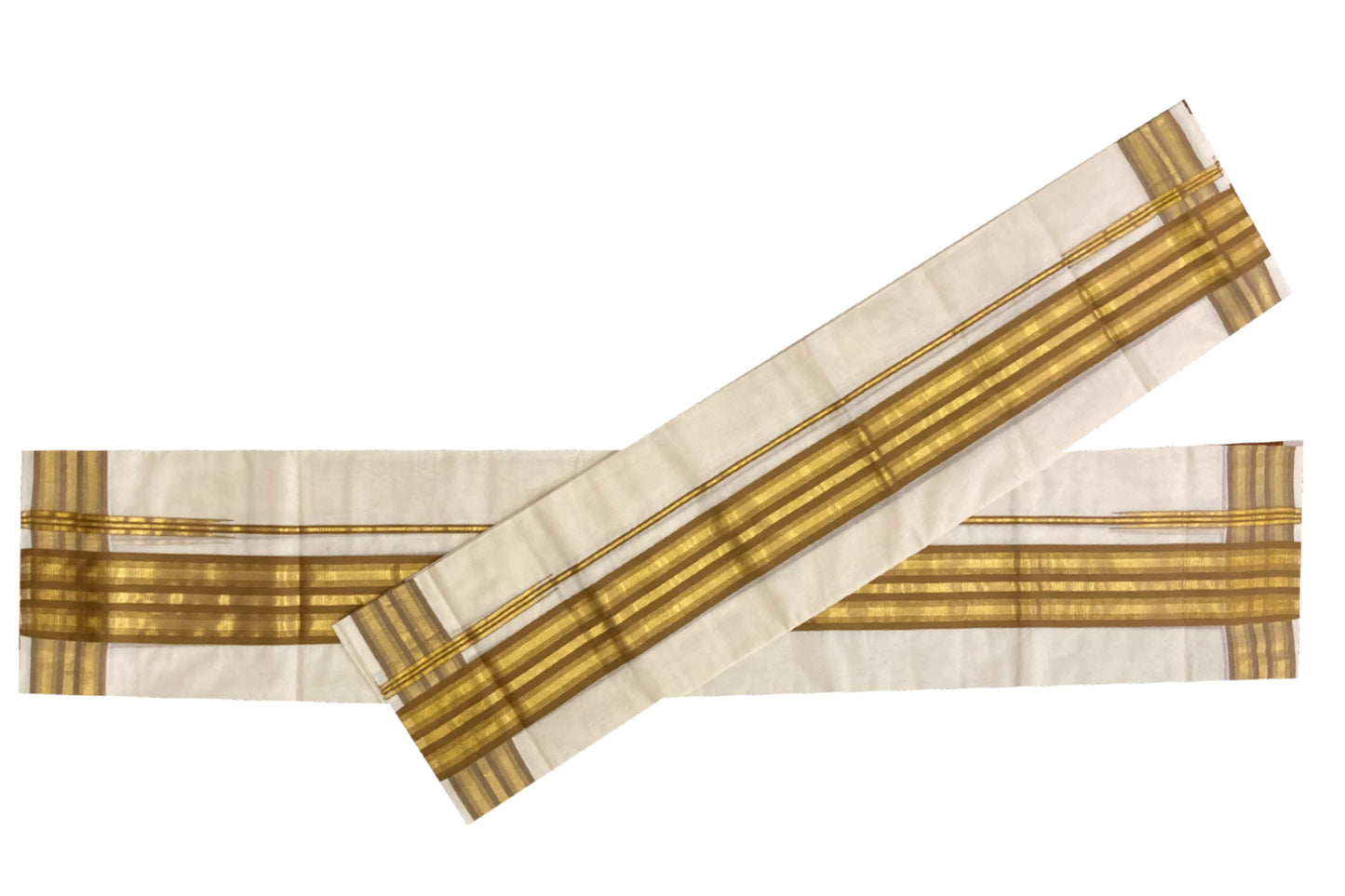 Southloom Premium Handloom Set Mundu with Kasavu and Light Brown Border 2.80 Mtrs