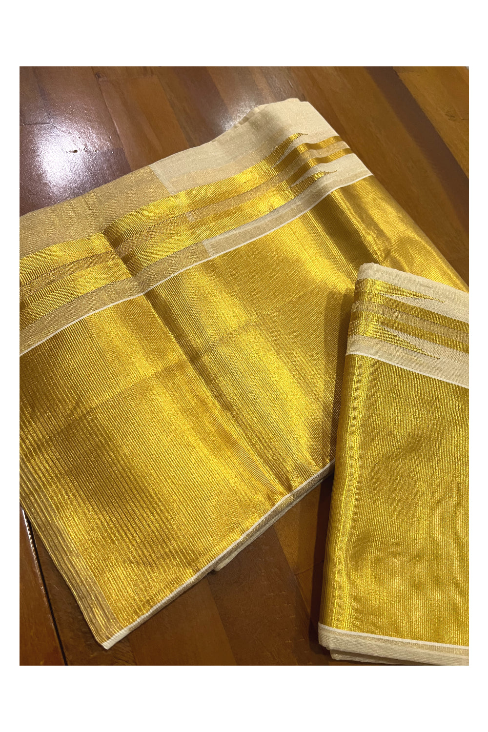 Southloom Handloom Premium Tissue Plain Set Mundu with 6 inch Kasavu Border