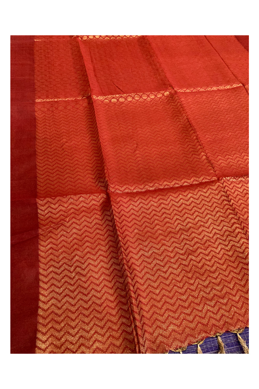 Southloom Cotton Kasavu Designer Woven Works in Red Saree