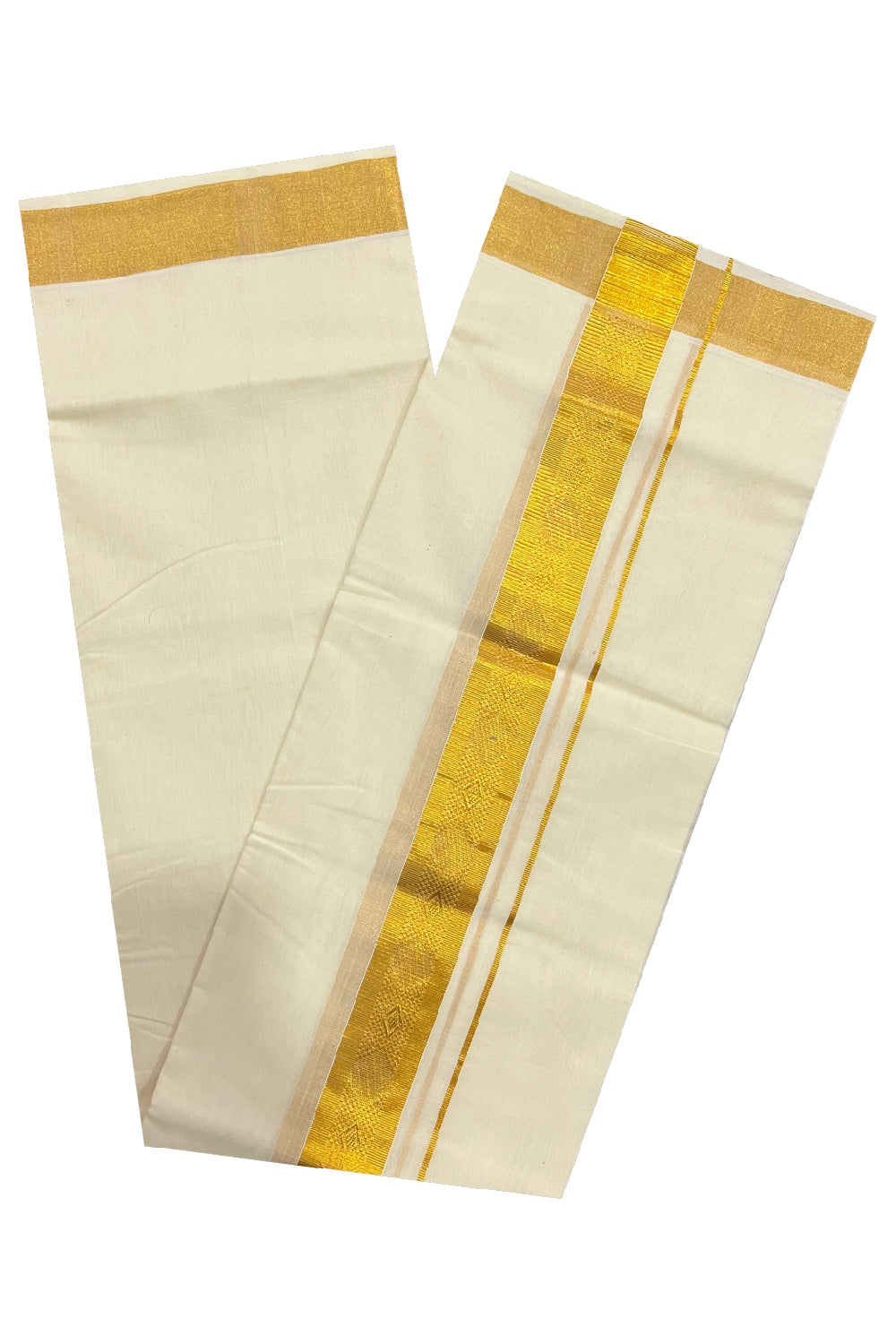 Southloom Premium Handloom Pure Cotton Wedding Mundu with Kasavu Woven Kara (South Indian Dhoti)