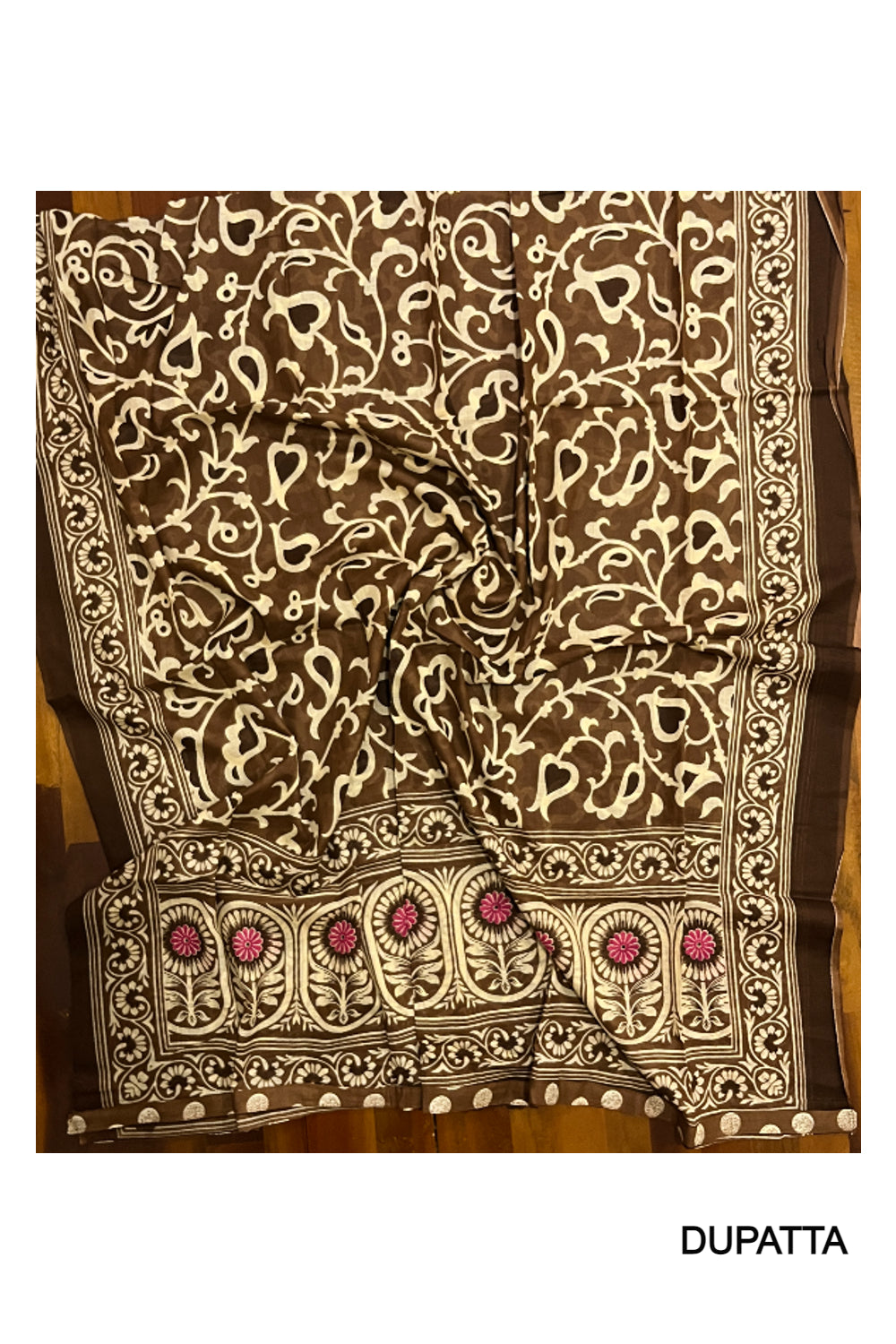 Southloom™ Cotton Churidar Salwar Suit Material in Brown with Polka Prints